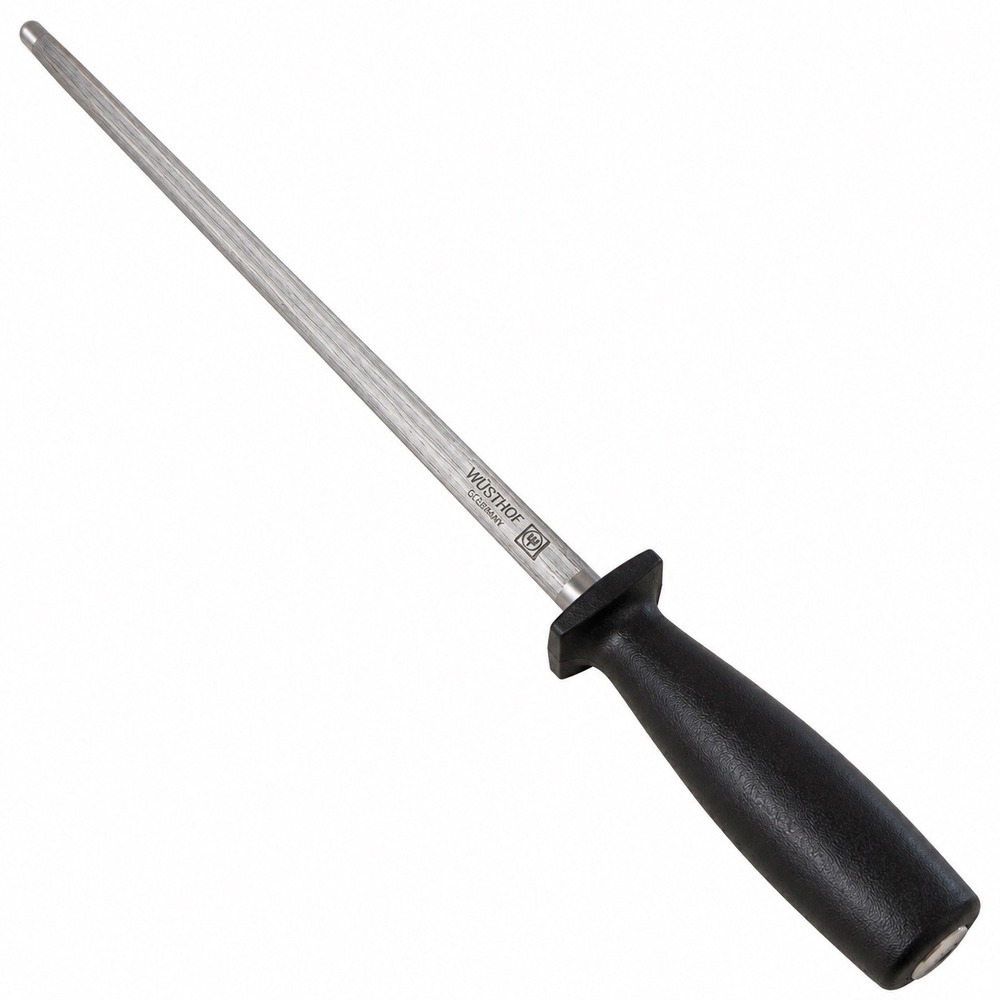 Wusthof 4461/23 9" Honing Steel Germany Trident Knife Sharpener Rod Black Handle